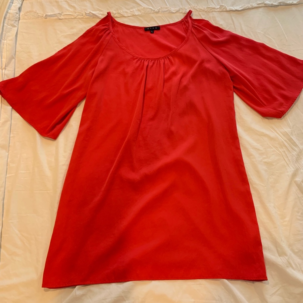 Orangey-red mid-length dress